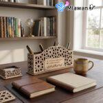 Personalized wooden desk organizer