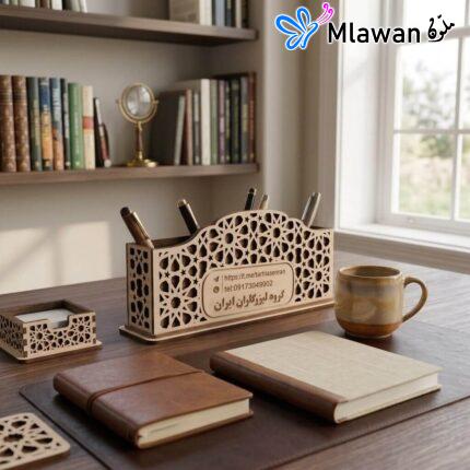 Personalized wooden desk organizer