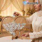 Wooden heart wedding guest book keepsake
