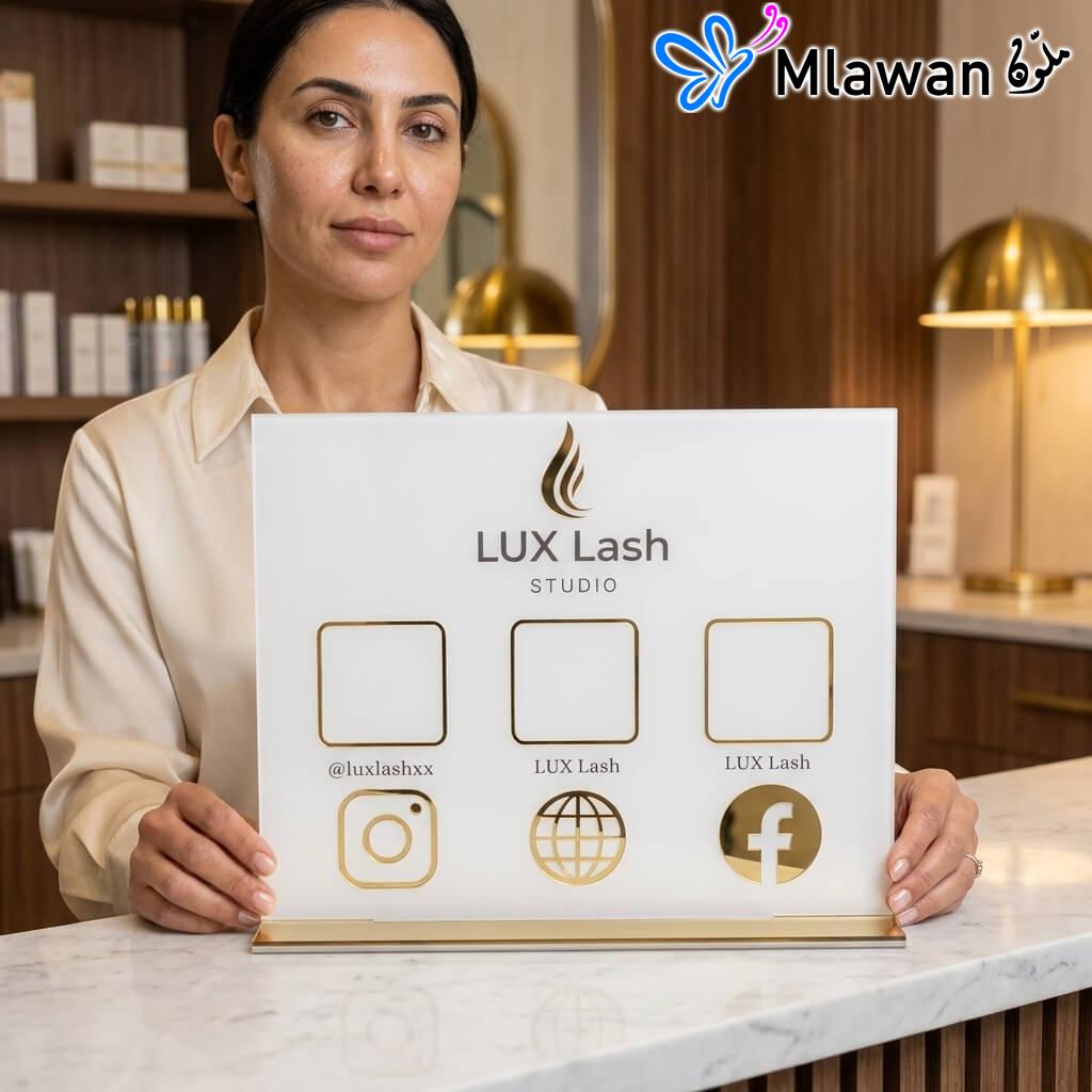Modern display stand QR code social media business