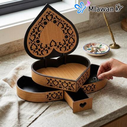 Wooden Heart Jewelry Box
