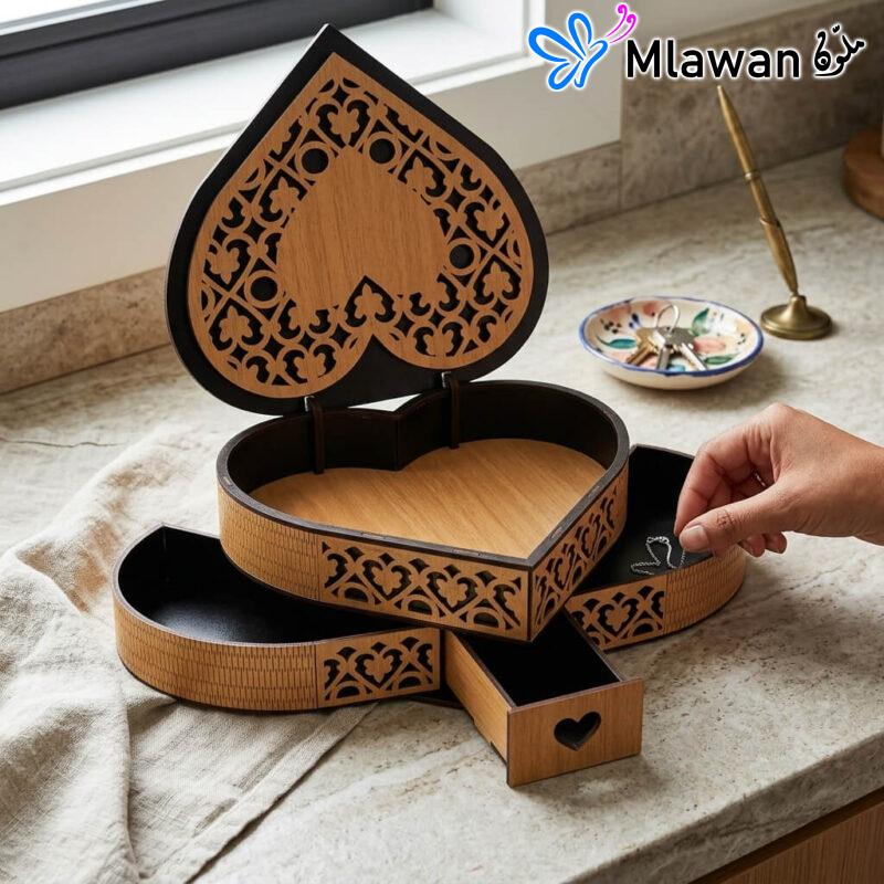 Wooden Heart Jewelry Box