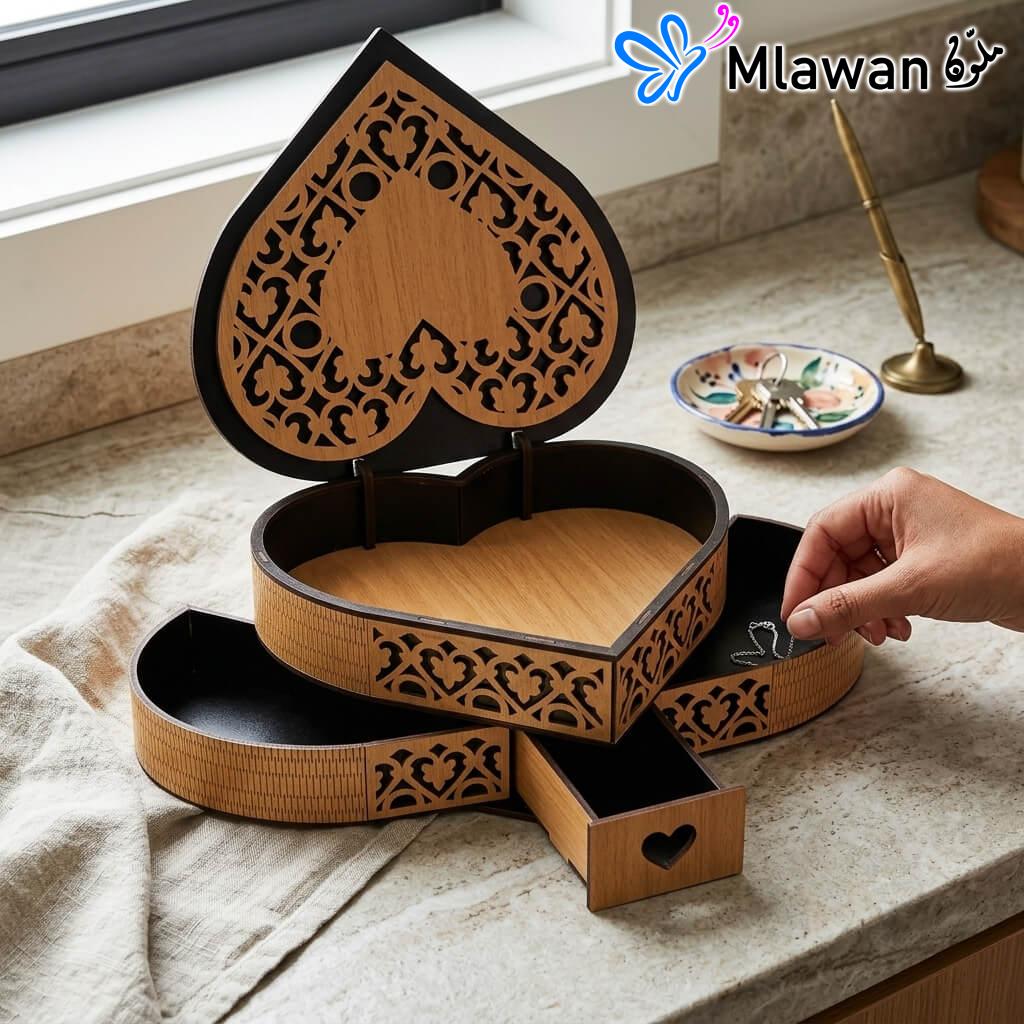 Wooden Heart Jewelry Box