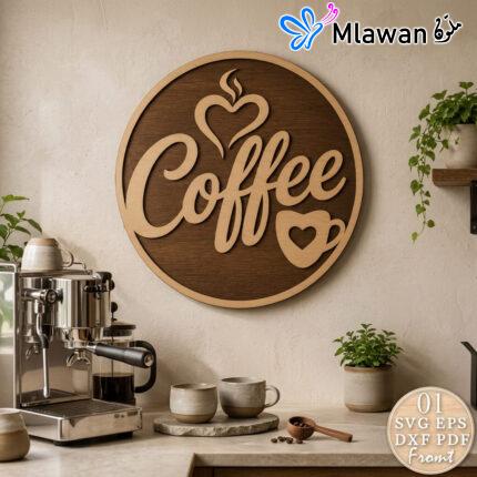 Wood 3D Coffee Sign Kitchen