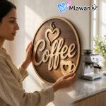 Wooden 3D coffee sign for kitchen wall decor