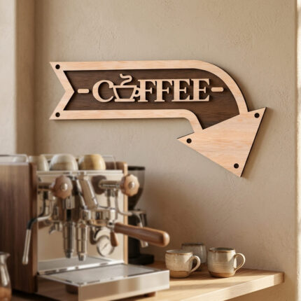 Wooden Coffee Sign Arrow