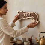 Rustic wooden arrow tea corner sign for home decor