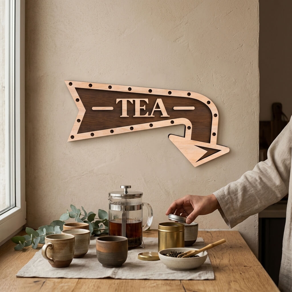 Wooden Arrow TEA Corner Sign