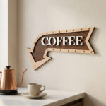 Wooden Coffee Arrow Sign