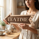 Tea Time Wooden Arrow Sign Kitchen Dining Decor