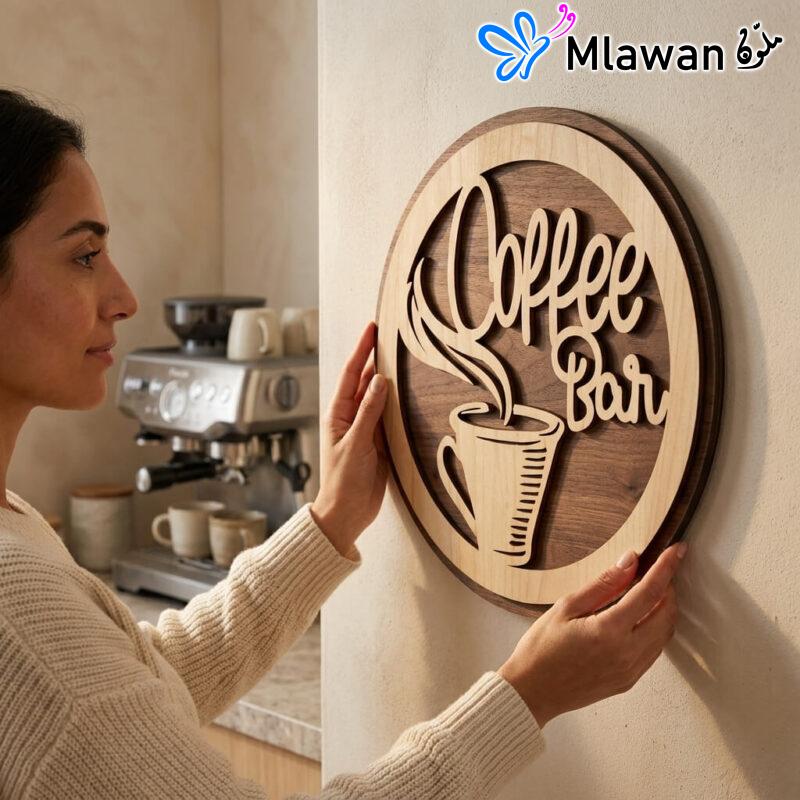 Wooden coffee bar sign