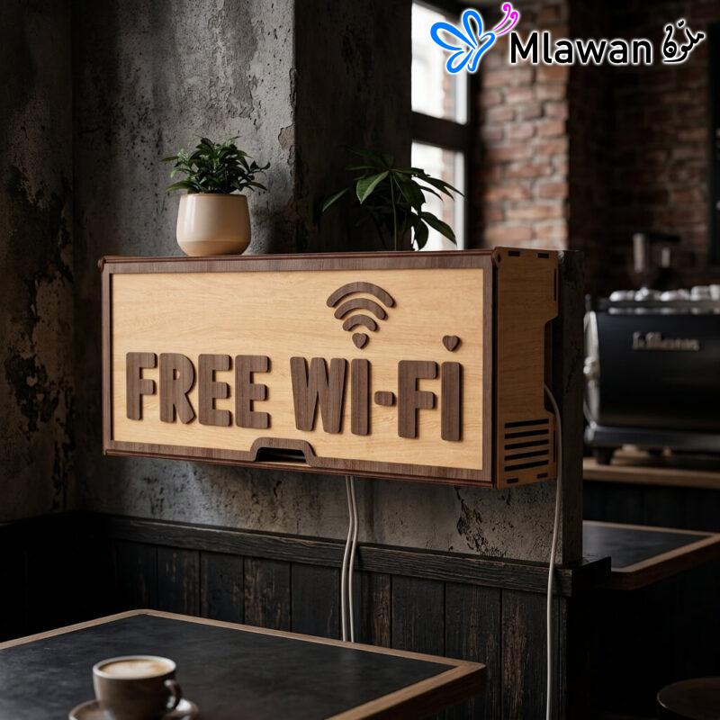 Wooden free Wi-Fi sign for router decor and wall mounting
