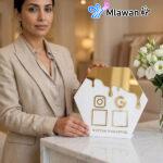 Elegant QR code stand for business reviews and social media