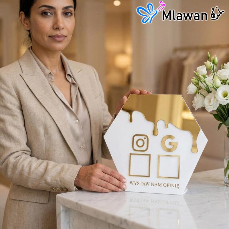 Elegant QR code stand for business reviews and social media