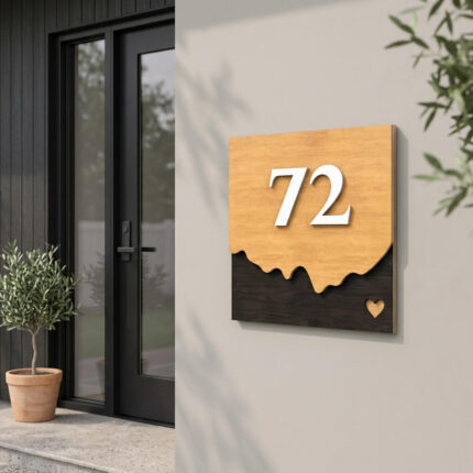 Modern Wood House Number