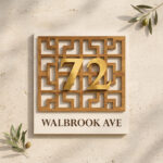 Modern Wood Acrylic House Number Sign - Geometric Family Name