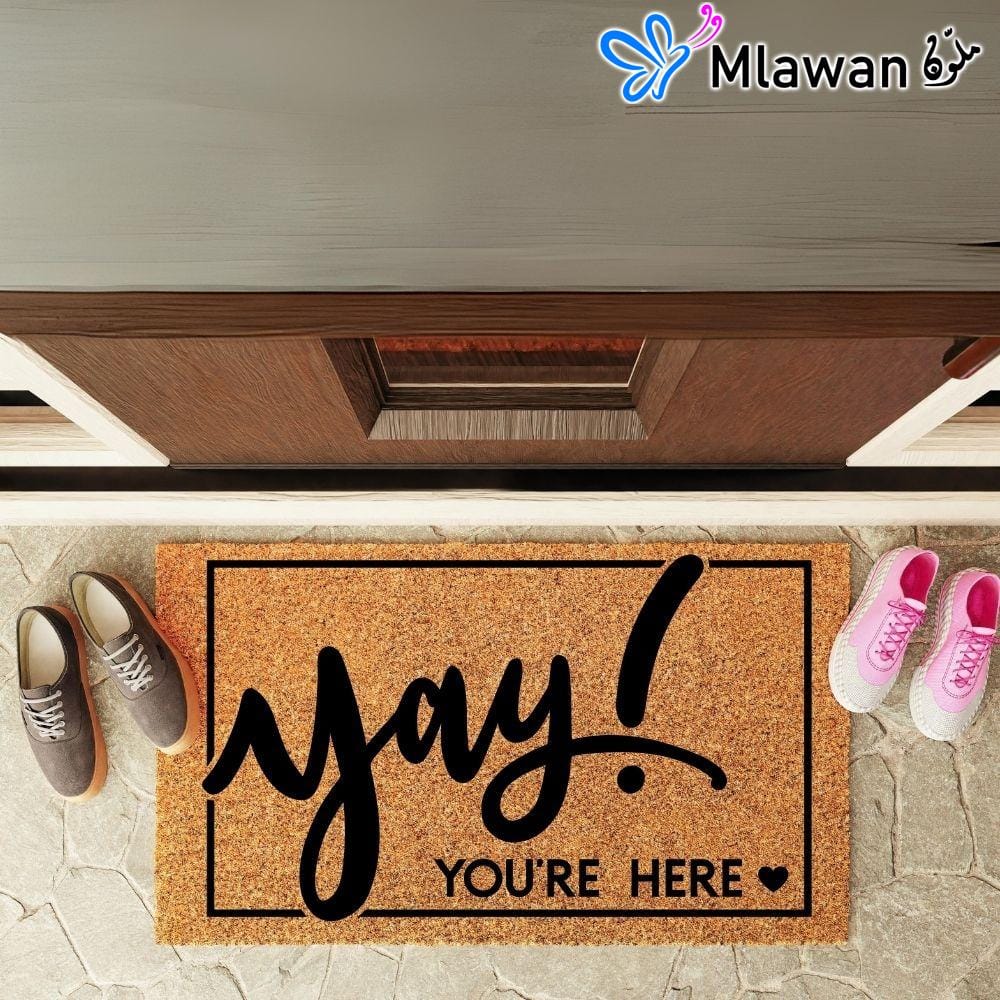 5 Charming "Yay You're Here" Custom Door Mat for Your Front Porch Décor - Image 1