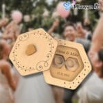 Wooden wedding rings box with personalized engraving