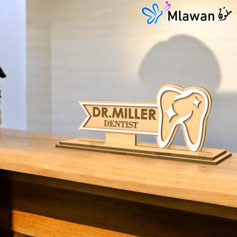 Dentist Name Sign with Wooden Finish