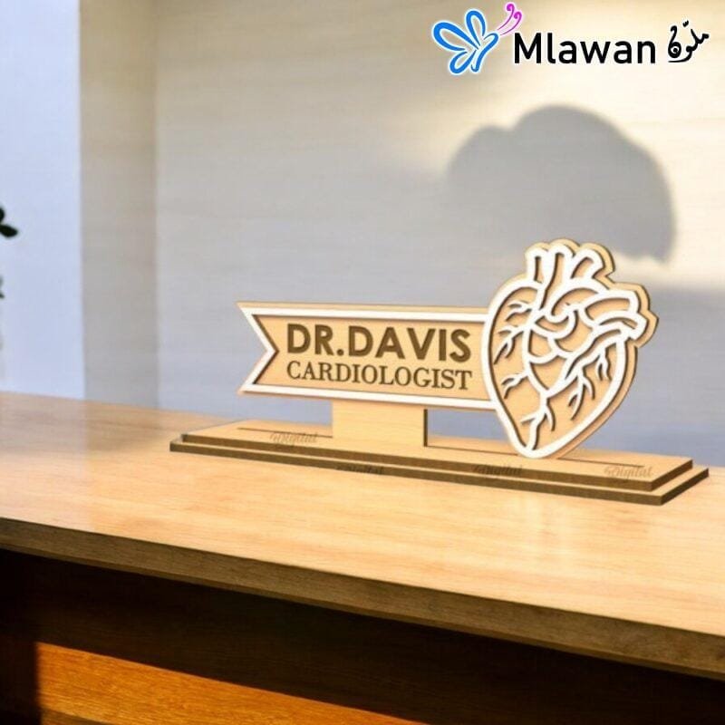 Personalized doctor desk name plate with heart design