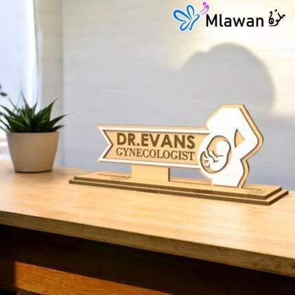 wooden desk nameplate for gynecologists