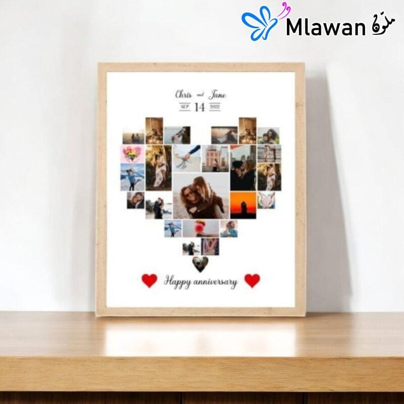Heart-shaped photo collage as a romantic gift idea
