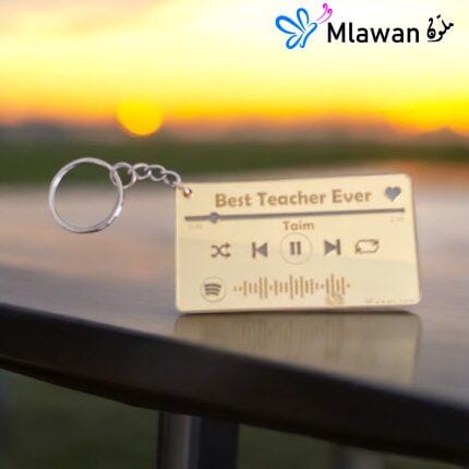 Clear acrylic Teacher Day Keychain with "Spotify Code" for custom song