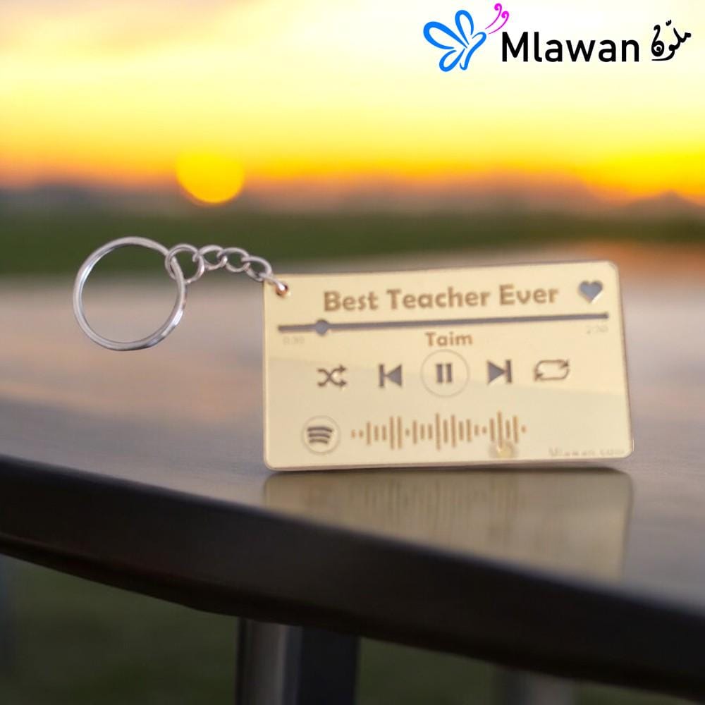 Clear acrylic Teacher Day Keychain with "Spotify Code" for custom song Clear acrylic Teacher Day Keychain with "Spotify Code" for custom song