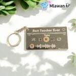 Best Teacher Ever Keychain with "Spotify Code" in golden acrylic finish