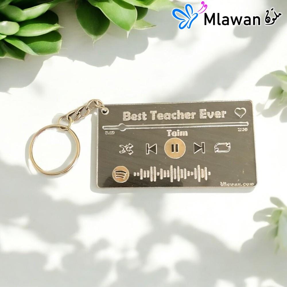 Best Teacher Ever Keychain with "Spotify Code" in golden acrylic finish Best Teacher Ever Keychain with "Spotify Code" in golden acrylic finish