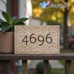 Modern Elegant House Door Number Sign displays numbered home address.