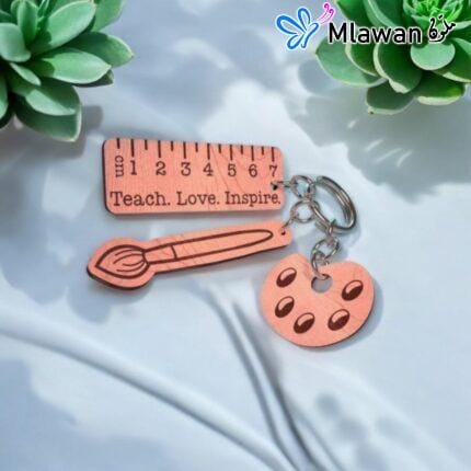Teach. Love. Inspire wooden keychain set for art teachers