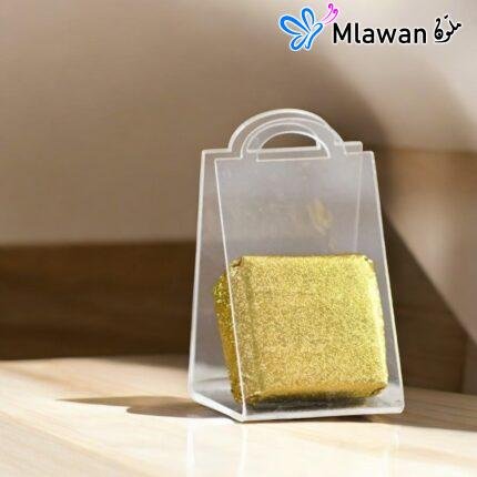 Transparent acrylic bag showcasing chocolates for wedding giveaways