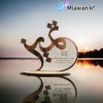 Wooden Memento with Leather Logo for Awards