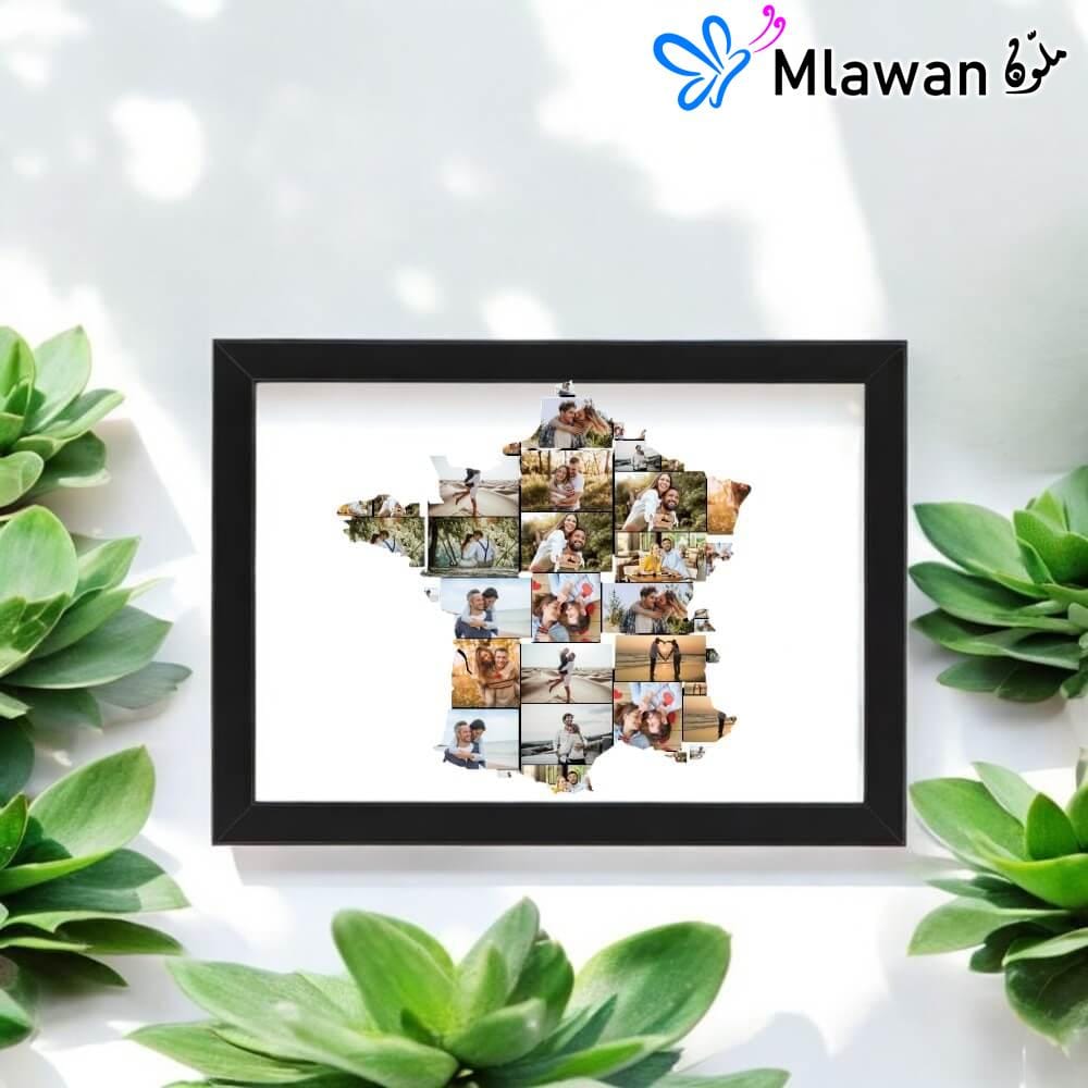 Custom France map photo collage frame showcasing cherished memories Custom France map photo collage frame showcasing cherished memories