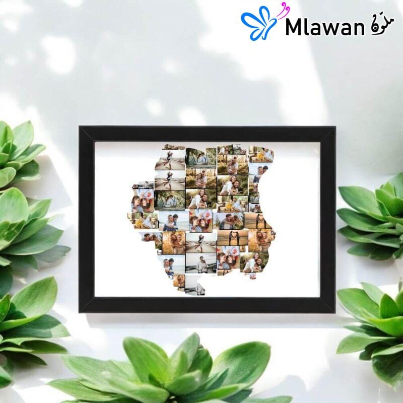 Custom Saudi Arabia map photo collage frame showcasing cherished memories