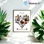 heart-shaped photo collage frame for anniversaries