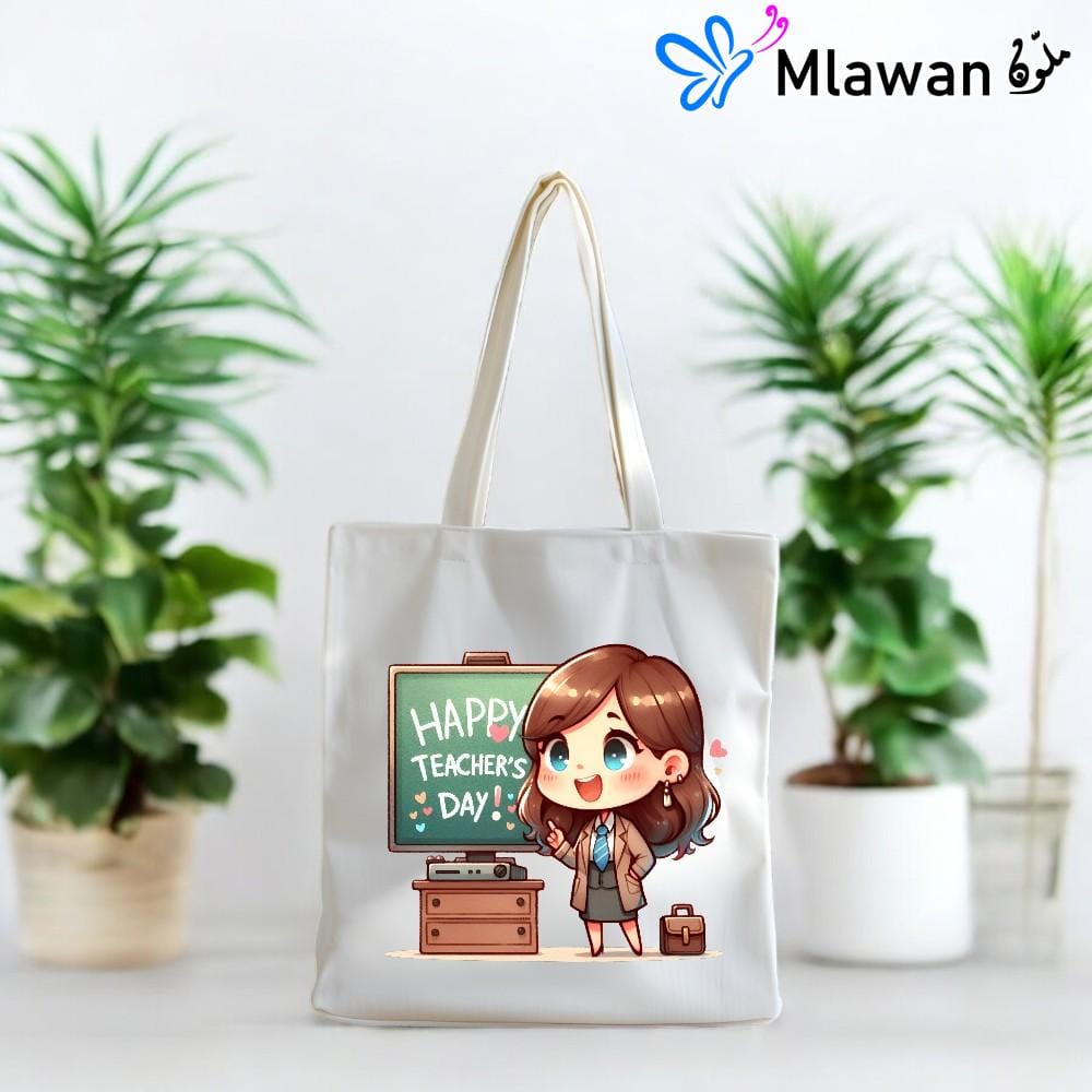 Teacher's Day tote bag with cute cartoon teacher design Teacher's Day tote bag with cute cartoon teacher design