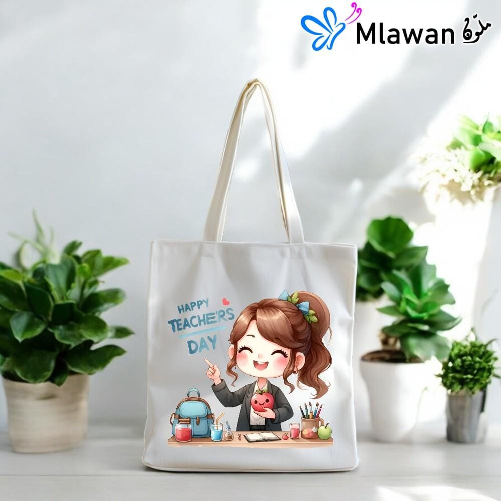 teacher day gift tote bag cartoon teacher design tote Happy Teacher s Day teacher gift personalized teacher gifts Saudi Arabia UAE