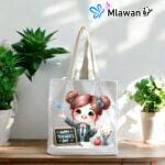 شنطة توت يوم المعلم السعيد مع تصميم معلم كرتوني