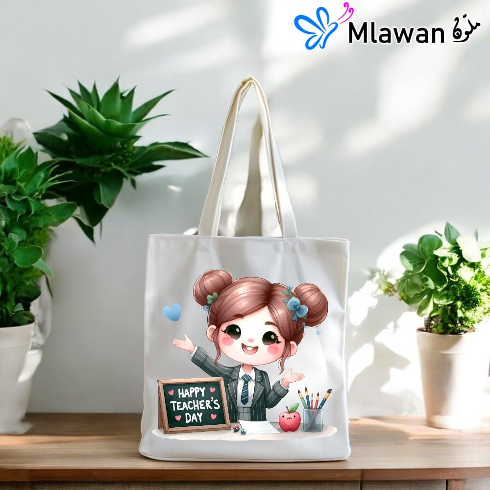 Teacher's Day tote bag with cartoon teacher Teacher's Day tote bag with cartoon teacher