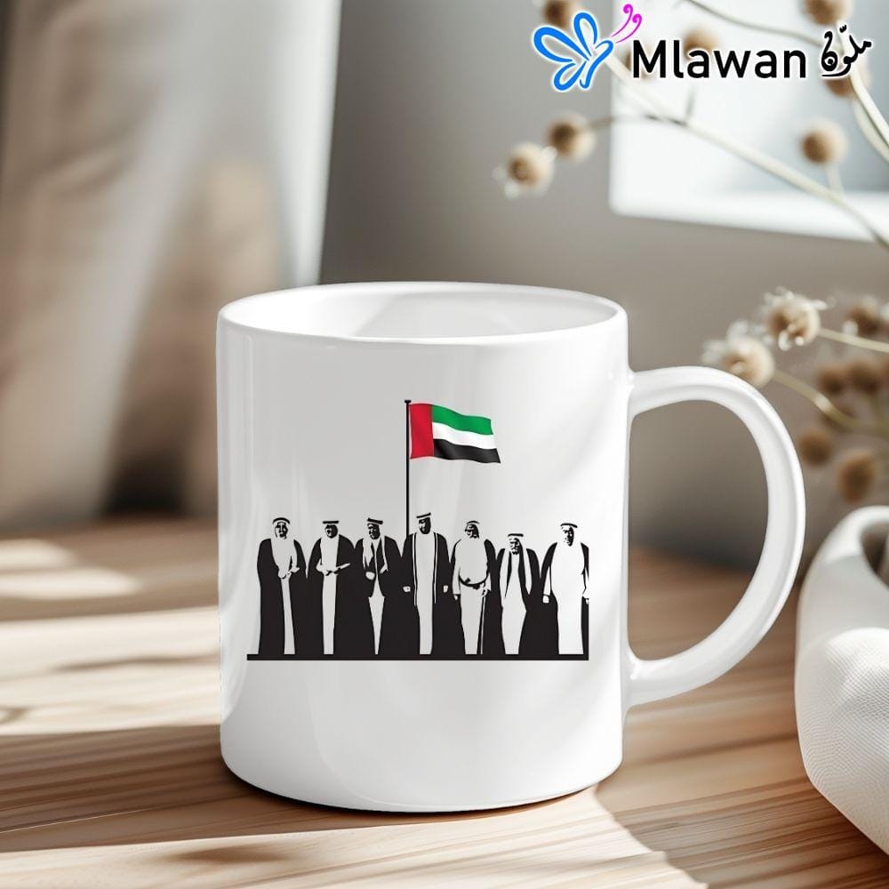 Spirit of the Union coffee mug with silhouettes of UAE leaders Spirit of the Union coffee mug with silhouettes of UAE leaders